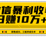 微信暴利收单日赚10万+,IP精准流量黑洞与三板斧成交术帮助你迅速步入正轨(完结)|淘骐网赚资源库