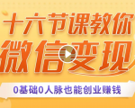 十六节课教你零基础微信变现，用单品打爆市场，每月收入超过10万+|淘骐网赚资源库