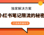 小红书笔记限流的秘密，被限流的笔记独家解决方案，打造高质量账号（共3节视频）|淘骐网赚资源库