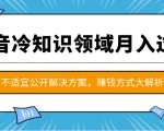 抖音冷知识领域月入过万项目,不适宜公开解决方案 ,抖音赚钱方式大解析!|淘骐网赚资源库