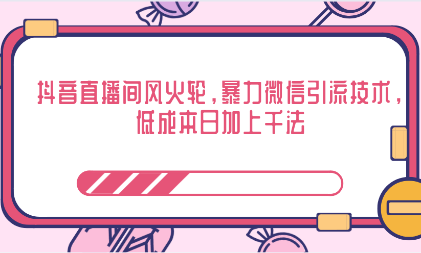 抖音直播间风火轮,暴力微信引流技术,低成本日加上千法|淘骐网赚资源库