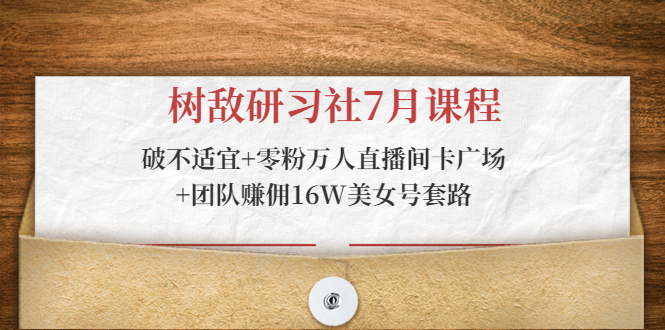 树敌研习社7月课程:破不适宜+零粉万人直播间卡广场+团队赚佣16W美女号套路|淘骐网赚资源库