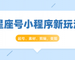 星座号小程序新玩法：起号、素材、剪辑，如何变现（附素材）|淘骐网赚资源库