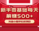 最新小白赚钱项目,零基础每天躺赚500+抖音小程序实战项目|淘骐网赚资源库