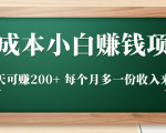 零成本小白赚钱实操项目,一天可赚200+ 每个月多一份收入来源|淘骐网赚资源库