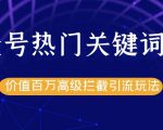 公众号热门关键词截留精准引流实战课程,价值百万高级拦截引流玩法!|淘骐网赚资源库