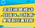 实战闲鱼被动引流4.0技术,坐等粉丝来找你,实操演示日加200+精准粉|淘骐网赚资源库