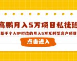 高鹏月入5万项目私徒班,基于个人IP打造的月入5万互利型高产项目!|淘骐网赚资源库