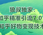 狼叔知乎精准引流7.0+知乎好物变现技术课程|淘骐网赚资源库