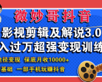 微妙哥影视剪辑及解说3.0 一部手机玩赚抖音，保底月入10000+|淘骐网赚资源库
