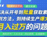 阿星全平台洗稿创收教程,批量获取素材的方法,持续生产爆文月入过万没问题|淘骐网赚资源库