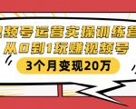 视频号运营实操训练营：从0到1玩赚视频号，3个月变现20万|淘骐网赚资源库