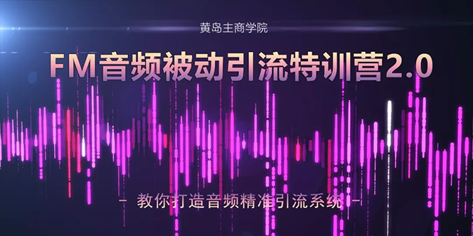 黄岛主·FM音频引流特训营2.0：独家引流模式，单账号50W+播放量，轻松变现|淘骐网赚资源库