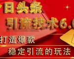 狼叔今日头条引流技术6.0，打造爆款稳定引流的玩法|淘骐网赚资源库