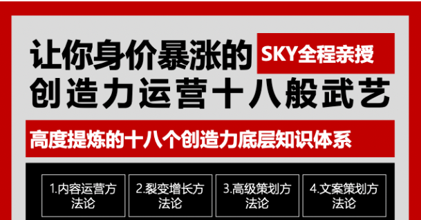 让你的身价暴涨的创造力运营十八般武艺 高度提炼的18个创造力底层知识体系|淘骐网赚资源库