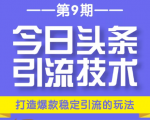 今日头条引流技术第9期，打造爆款稳定引流 百万阅读玩法，收入每月轻松过万|淘骐网赚资源库