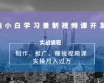 0基础小白学习录制视频课开发赚钱：制作、推广、赚钱视频课 实操月入过万|淘骐网赚资源库