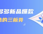 拼多多新品爆款打造的三板斧,快速提升销量+转化+点击率(视频课程)|淘骐网赚资源库