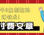 —牛B复制粘贴赚钱术!牛逼持久收入极品闷声发财项目,首发揭秘独此一家!|淘骐网赚资源库