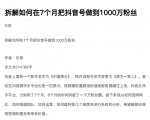 从开始到盈利一步一步拆解如何在7个月把抖音号粉丝做到1000万|淘骐网赚资源库