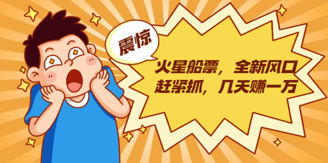 火星船票,全新风口赶紧抓,几天赚一万+摆地摊卖尾货月入一万(5个项目)|淘骐网赚资源库