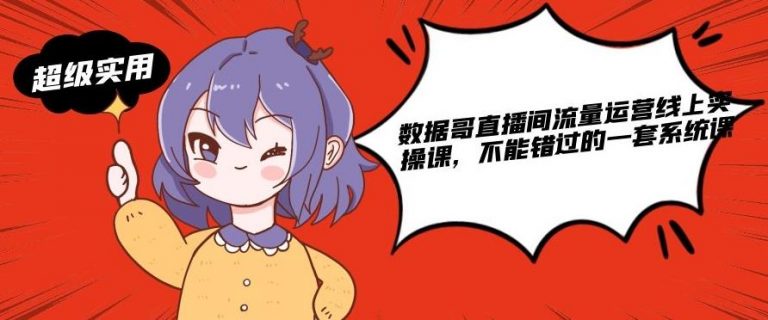 数据哥直播间流量运营线上实操课,不能错过的一套系统课|淘骐网赚资源库