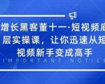 增长黑客董十一·短视频底层实操课，从短视频新手变成高手|淘骐网赚资源库