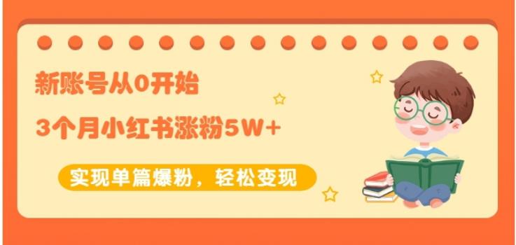 生财小红书涨粉变现:新账号从0开始3个月小红书涨粉5W+实现单篇爆粉|淘骐网赚资源库