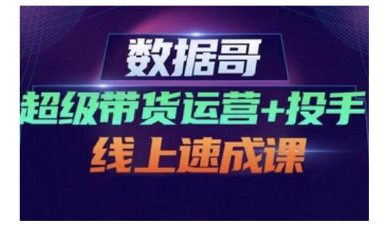 数据哥·超级带货运营+投手线上速成课,快速提升运营和熟悉学会投手技巧|淘骐网赚资源库