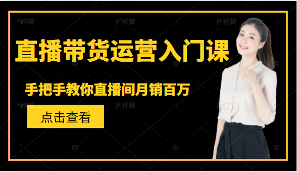 直播带货运营入门课,手把手教你直播间月销百万|淘骐网赚资源库