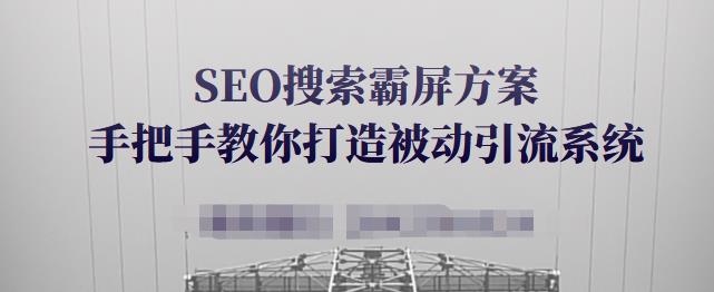 SEO搜索霸屏方案,手把手教你打造被动引流系统【视频课程】|淘骐网赚资源库