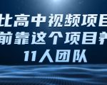 比高中视频项目，目前靠这个项目养了11人团队【视频课程】|淘骐网赚资源库