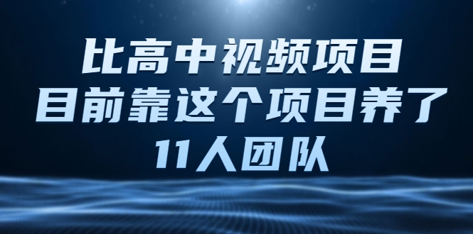 比高中视频项目,目前靠这个项目养了11人团队【视频课程】|淘骐网赚资源库