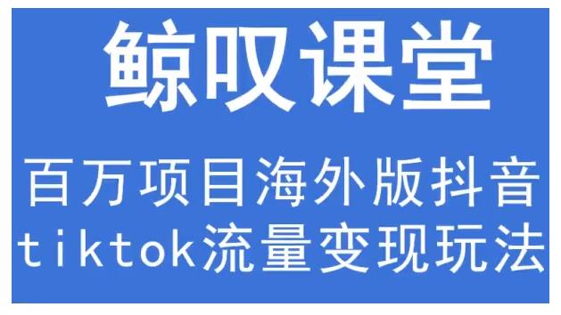 鲸叹号·海外TIKTOK训练营,百万项目海外版抖音tiktok流量变现玩法|淘骐网赚资源库