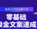 零基础吸金文案速成，每天1小时收益翻几倍价值499元|淘骐网赚资源库