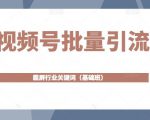 视频号批量引流,霸屏行业关键词(基础班)全面系统讲解视频号玩法|淘骐网赚资源库