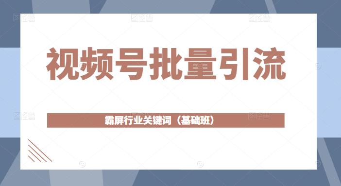 视频号批量引流,霸屏行业关键词(基础班)全面系统讲解视频号玩法|淘骐网赚资源库
