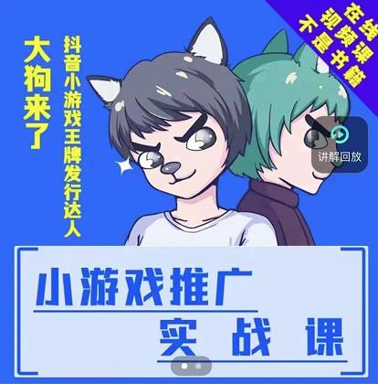 大狗来了：小游戏推广实战课，带你搭建一个游戏推广变现账号|淘骐网赚资源库
