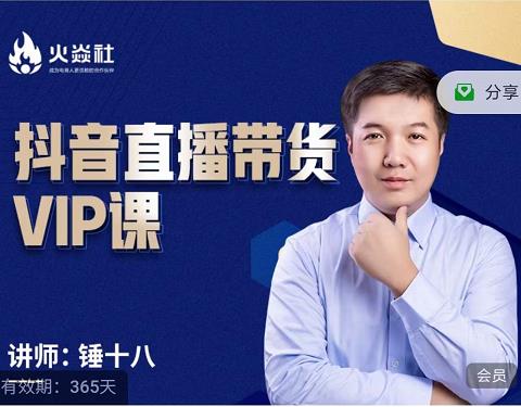 锤十八-抖音直播带货VIP课,专注直播带货有效盈利模式|淘骐网赚资源库