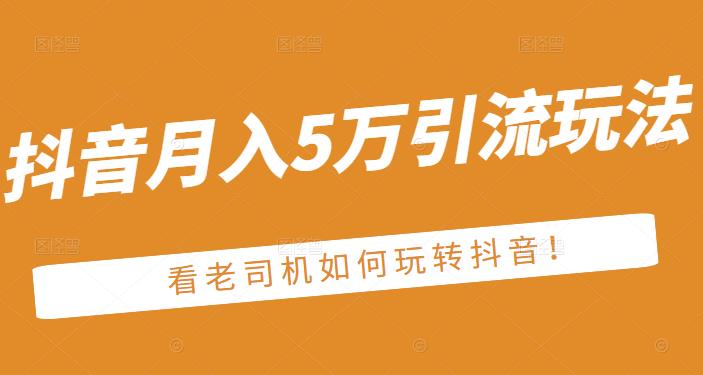 老古董·抖音月入5万引流玩法,看看老司机如何玩转抖音(附赠:抖音另类引流思路)|淘骐网赚资源库