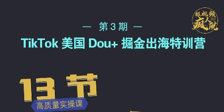 TikTok美国Dou+掘金出海特训营,美国dou+成功投放95%|淘骐网赚资源库