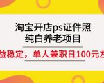 淘宝开店ps证件照，纯白养老项目，单人兼职稳定日100元(教程+软件+素材)|淘骐网赚资源库