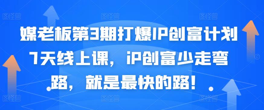 媒老板第3期打爆IP创富计划7天线上课,iP创富少走弯路,就是最快的路!|淘骐网赚资源库