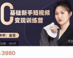 盖亚:0基础新手短视频变现训练营,新号3天百万流量破权重|淘骐网赚资源库