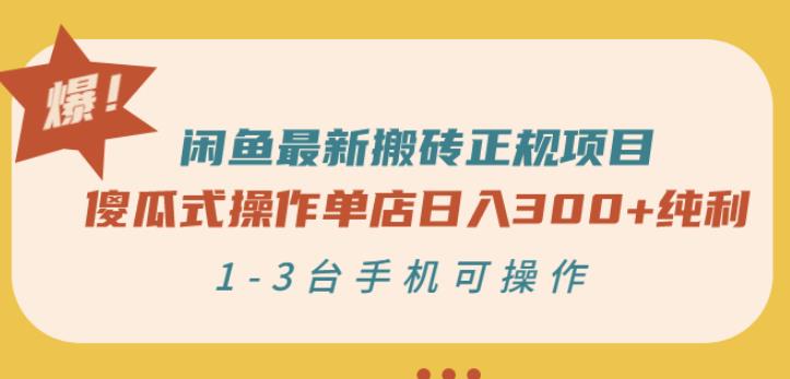 闲鱼最新搬砖正规项目:傻瓜式操作单店日入300+纯利,1-3台手机可操作|淘骐网赚资源库