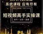 短视频高手实操课:账号+运营+直播,从入门到精通,系统课程,应有尽有|淘骐网赚资源库