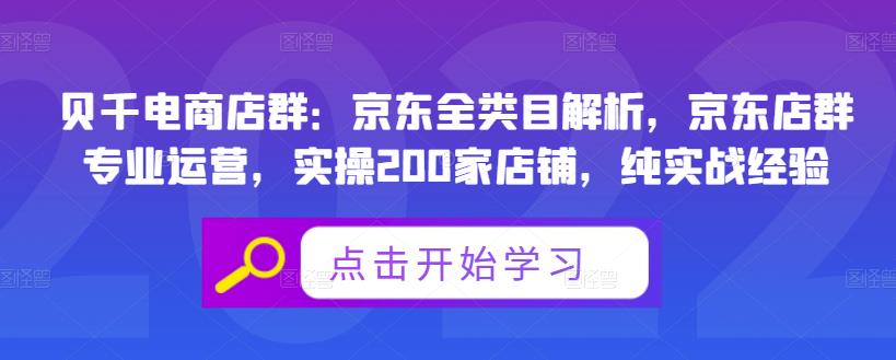 贝千电商店群:京东全类目解析,京东店群专业运营,实操200家店铺,纯实战经验|淘骐网赚资源库
