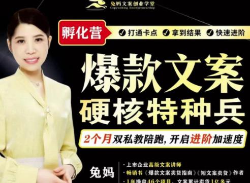 兔妈·爆款文案硬核特种兵孵化营,实现了每个月2000-30000+的副业增收|淘骐网赚资源库