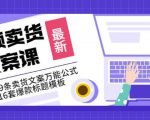 《视频卖货文案课》附送19条卖货文案万能公式+16套爆款标题模板|淘骐网赚资源库