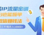 私域IP流量密训:小白也能爆单的微信赚钱法,从月薪三千到月入10000+|淘骐网赚资源库